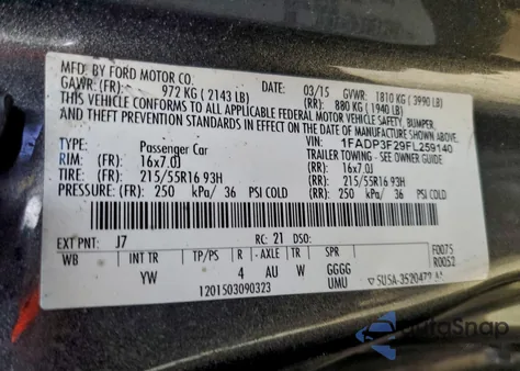 2015 Ford Focus Se from USA, damaged, VIN 1FADP3F29FL259140